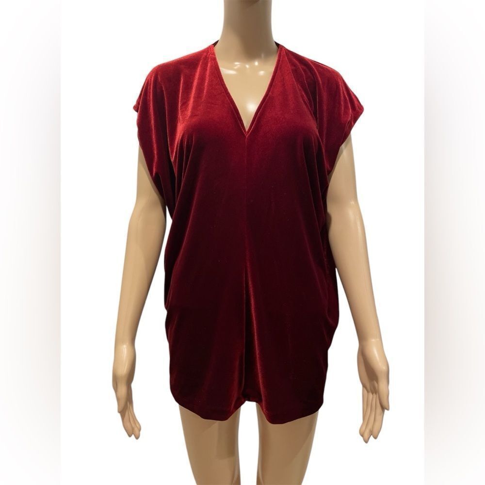 Land’s End Elegant Red Velvet Women's Top size 6-8